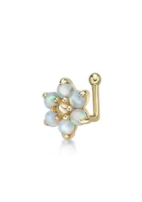 Lila Moon Lab-Created Opal Flower Nose Ring in 14K Gold