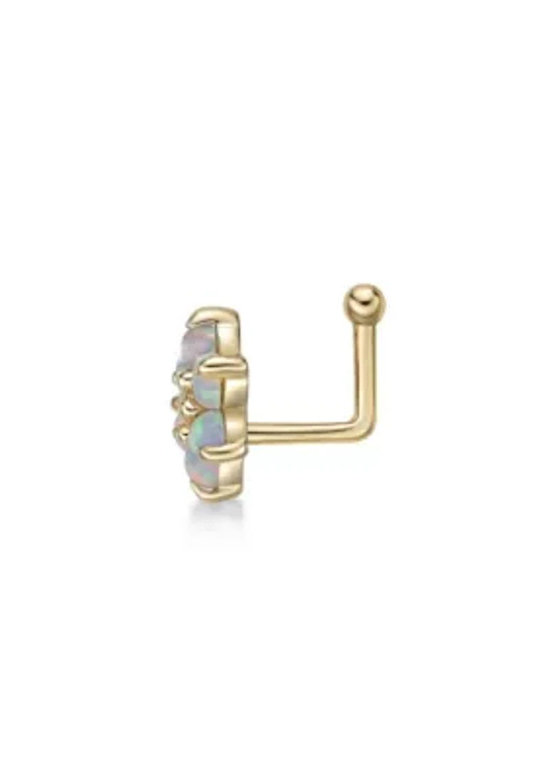 Lila Moon Lab-Created Opal Flower Nose Ring in 14K Gold