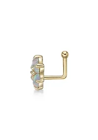 Lila Moon Lab-Created Opal Flower Nose Ring in 14K Gold