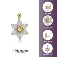 Lila Moon Lab-Created Opal Flower Nose Ring in 14K Gold