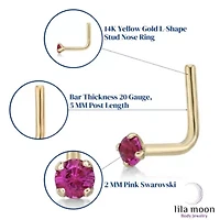 Lila Moon 90 Degree Crystal Nose Stud in 14K Gold