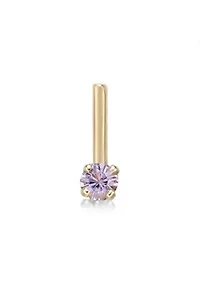 Lila Moon 90 Degree Purple Crystal Nose Stud in 14K Gold