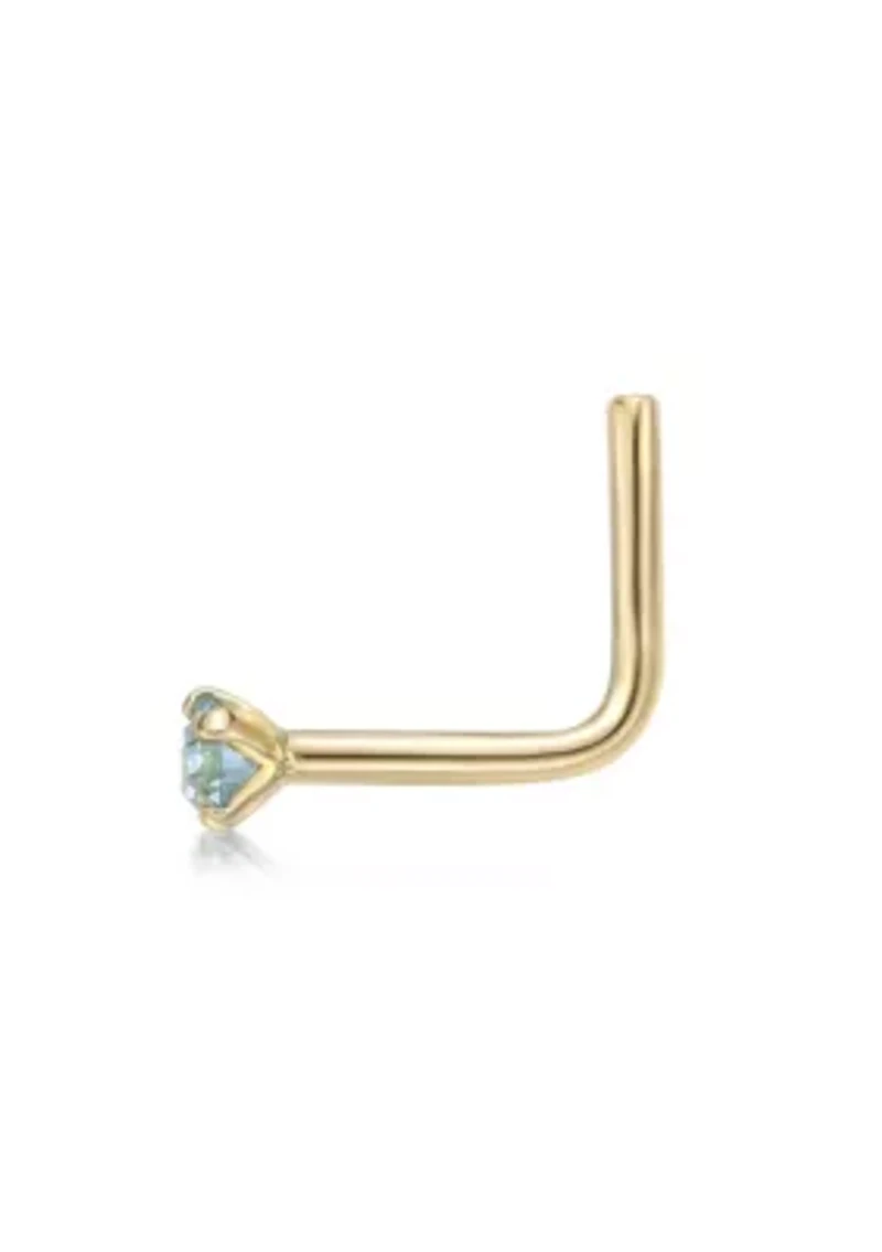 Lila Moon 90 Degree Crystal Nose Stud in 14K Gold