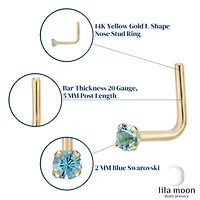 Lila Moon 90 Degree Crystal Nose Stud in 14K Gold