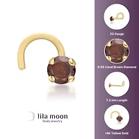 Lila Moon Brown Diamond Accent Curved Nose Stud in 14KWhite Gold