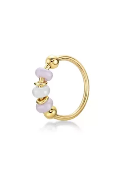 Lila Moon Seamless Pink Beaded Nose Ring in 14K Gold