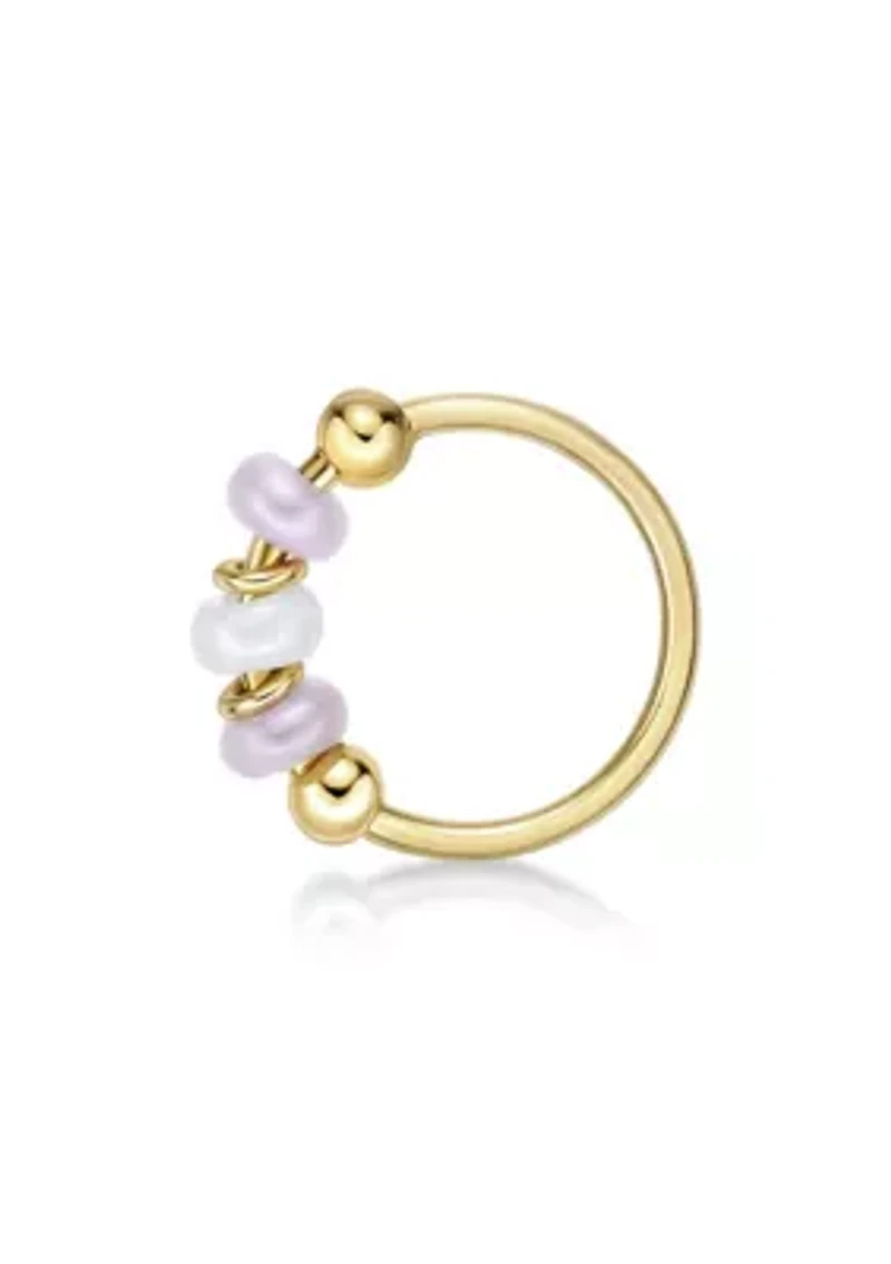 Lila Moon Seamless Pink Beaded Nose Ring in 14K Gold
