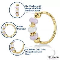 Lila Moon Seamless Pink Beaded Nose Ring in 14K Gold