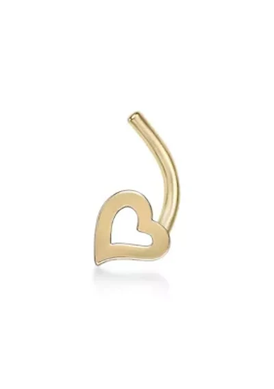 Lila Moon Heart Curved Nose Ring Stud in 14K Gold