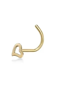 Lila Moon Heart Curved Nose Ring Stud in 14K Gold