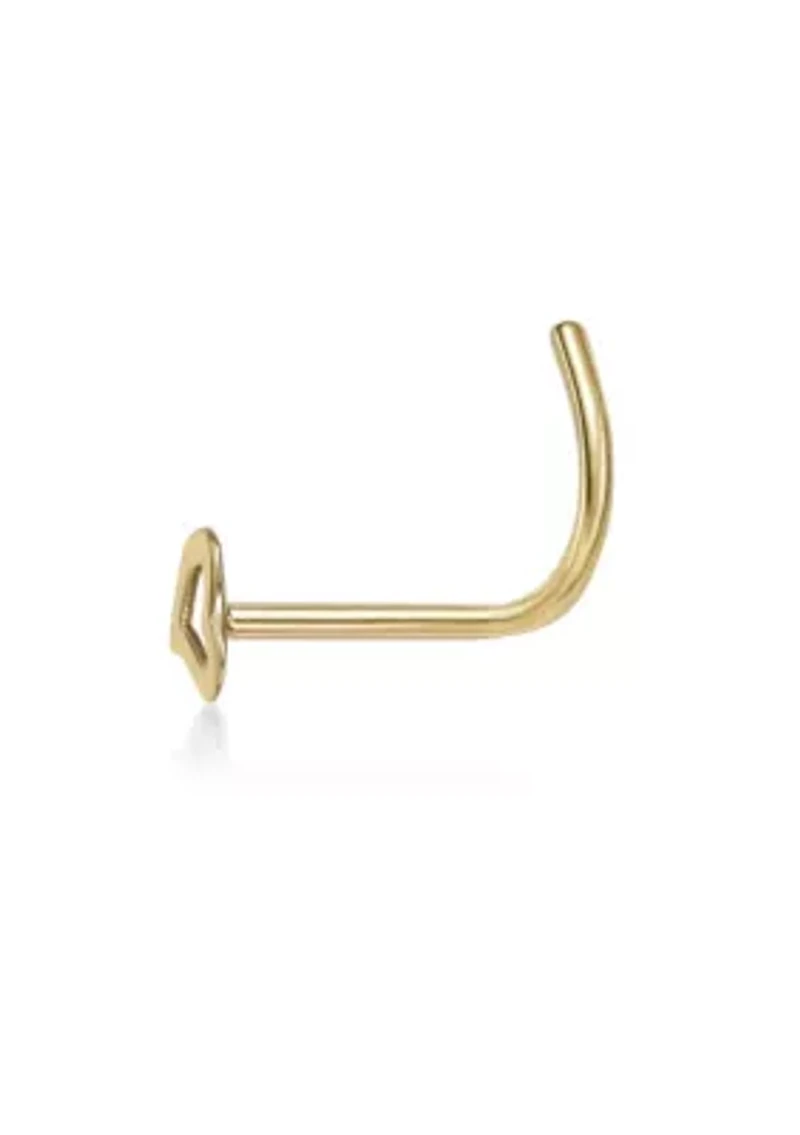 Lila Moon Heart Curved Nose Ring Stud in 14K Gold