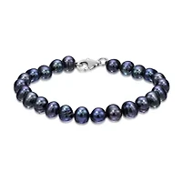 Sterling Silver Black Pearl Beaded Bracelet