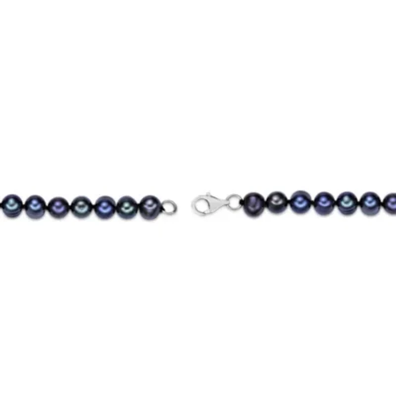 Sterling Silver Black Pearl Beaded Bracelet