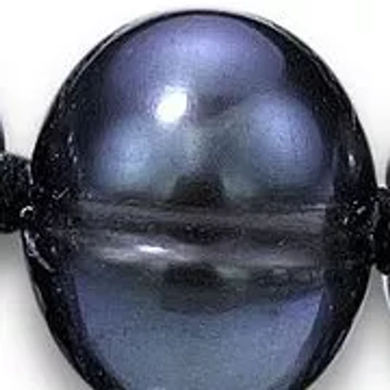 Sterling Silver 2-Rows Black Pearl Beaded Bracelet