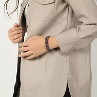 Sterling Silver 2-Rows Black Pearl Beaded Bracelet