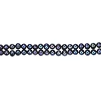 Sterling Silver 2-Rows Black Pearl Beaded Bracelet
