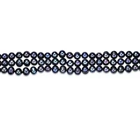 Sterling Silver 3-Rows Black Pearl Beaded Bracelet