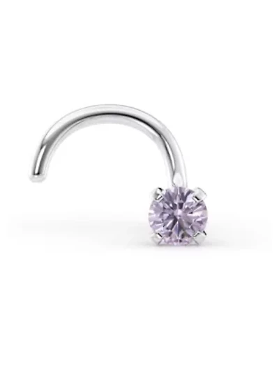Lila Moon Purple Crystal Curved Nose Stud in 14K Gold