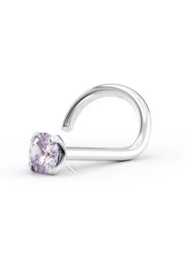 Lila Moon Purple Crystal Curved Nose Stud in 14K Gold