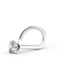 Lila Moon Purple Crystal Curved Nose Stud in 14K Gold