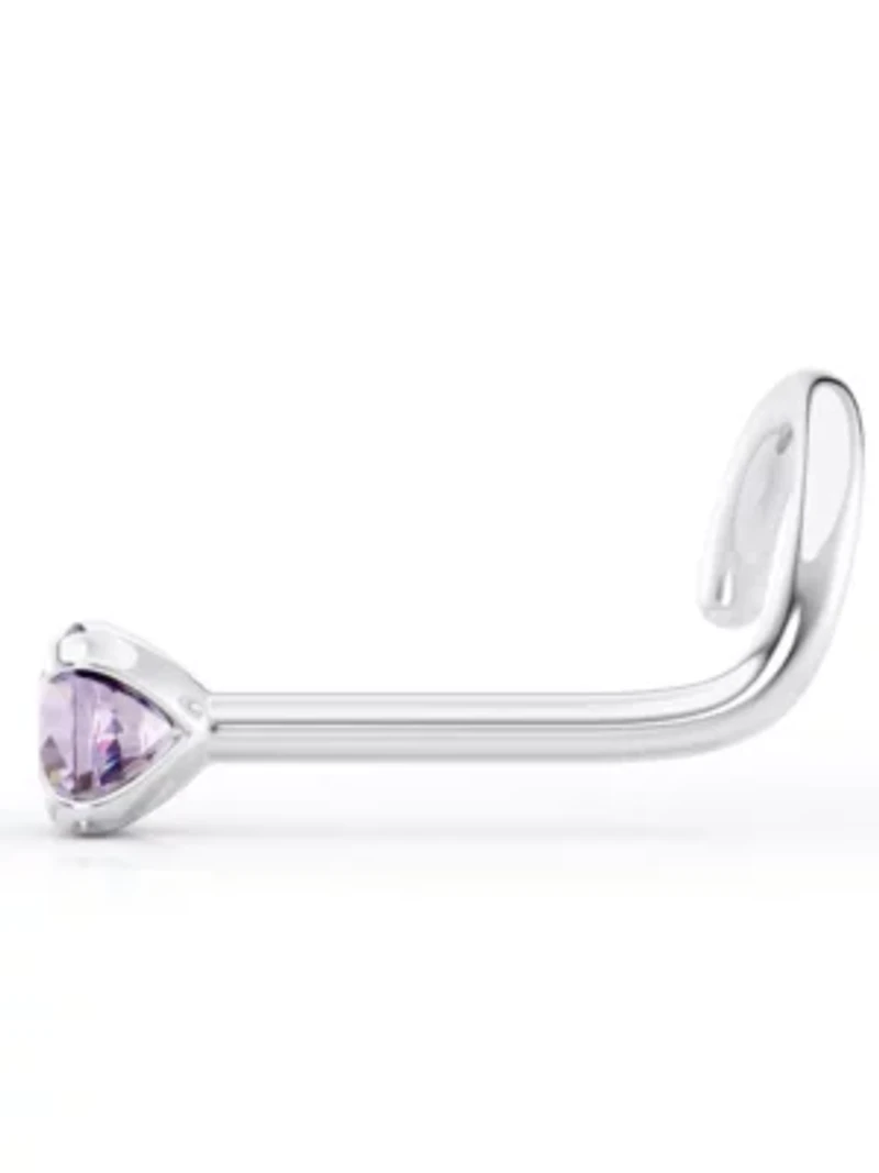 Lila Moon Purple Crystal Curved Nose Stud in 14K Gold