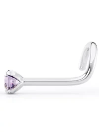 Lila Moon Purple Crystal Curved Nose Stud in 14K Gold
