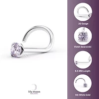 Lila Moon Purple Crystal Curved Nose Stud in 14K Gold