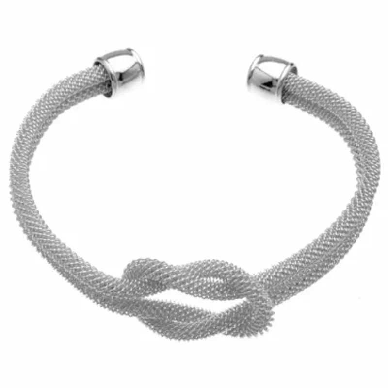 Knot Mesh Cuff Bracelet – Steel Tone