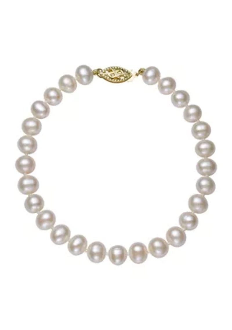 5-6 Millimeter A Quality Cultured Freshwater Pearl 7.5 Inch Bracelet in 14K Yellow Gold