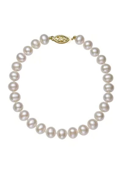 5-6 Millimeter A Quality Cultured Freshwater Pearl 7.5 Inch Bracelet in 14K Yellow Gold