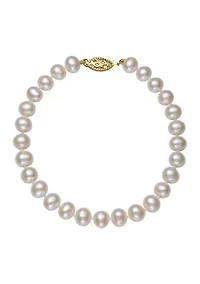 5-6 Millimeter A Quality Cultured Freshwater Pearl 7.5 Inch Bracelet in 14K Yellow Gold