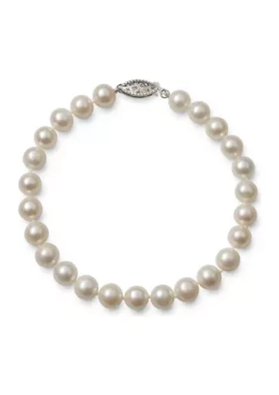 6-7 mm A Quality Cultured Freshwater Pearl 7.5 inch Bracelet in 14k White Gold