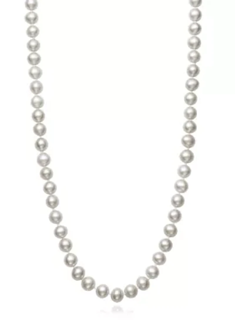 6 Millimeter A Quality Cultured Freshwater Pearl Inch Strand Necklace in 14K Yellow Gold