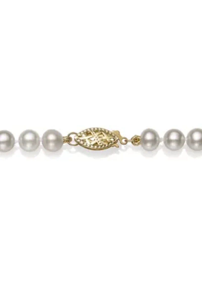 6 Millimeter A Quality Cultured Freshwater Pearl Inch Strand Necklace in 14K Yellow Gold