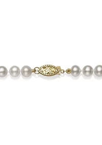 6 Millimeter A Quality Cultured Freshwater Pearl Inch Strand Necklace in 14K Yellow Gold