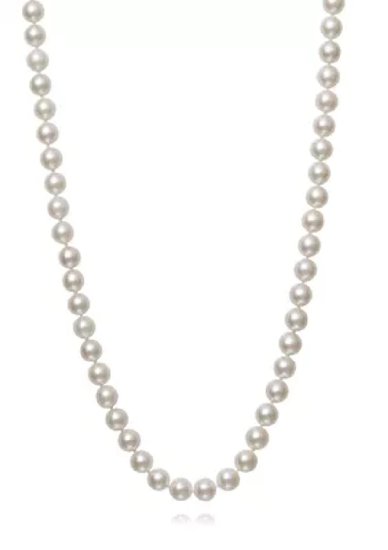 6 Millimeter A Quality Cultured Freshwater Pearl Inch Strand Necklace in 14K Yellow Gold