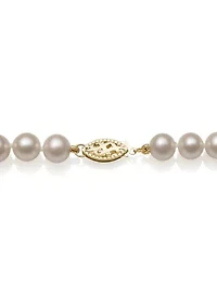 6 Millimeter A Quality Cultured Freshwater Pearl Inch Strand Necklace in 14K Yellow Gold