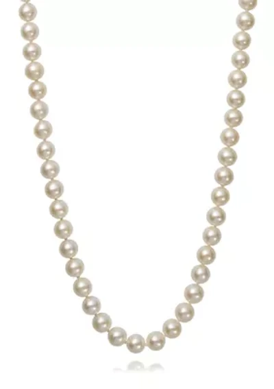 7-8 Millimeter A Quality Cultured Freshwater Pearl 18 Inch Strand Necklace in 14k Yellow Gold