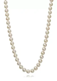 7-8 Millimeter A Quality Cultured Freshwater Pearl 18 Inch Strand Necklace in 14k Yellow Gold