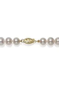 7-8 Millimeter A Quality Cultured Freshwater Pearl 18 Inch Strand Necklace in 14k Yellow Gold