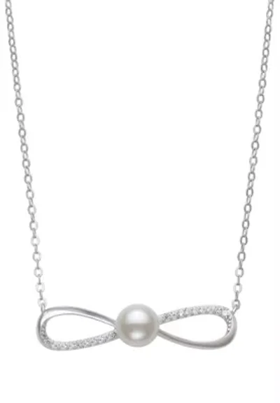 Lab Created STERLING SILVER FWP & LC SAPPHIRE NECKLACE