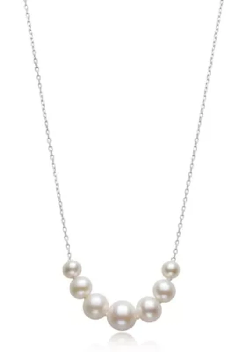 Sterling Silver Graduated Freshwater Pearl Necklace 4–7mm