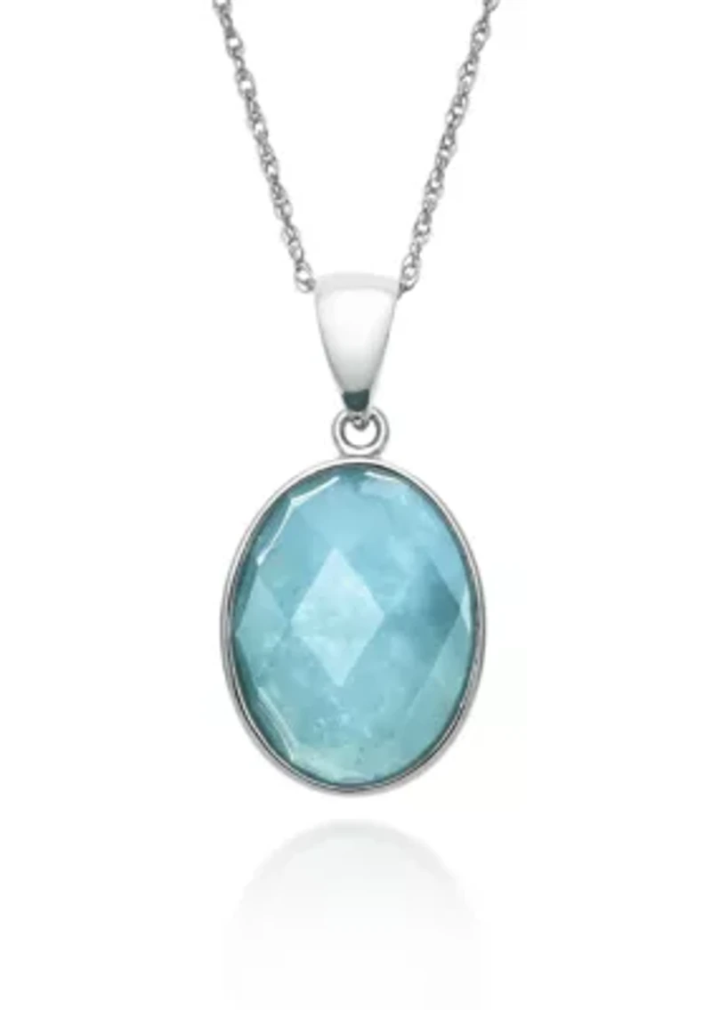 Sterling Silver Milky Aquamarine Pendant