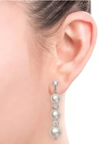Sterling Silver Freshwater Pearl and Crystal Earring and Pendant Set