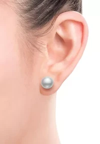 Lab Created STERLING SILVER FWP & CRYSTAL STUD SET