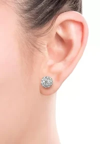 Lab Created STERLING SILVER FWP & CRYSTAL STUD SET