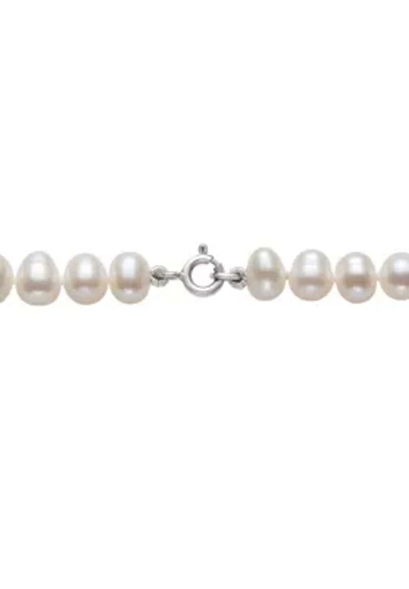 Lab Created STERLING SILVER 6MM FWP NECKLACE & STUD SET