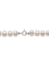 Lab Created STERLING SILVER 6MM FWP NECKLACE & STUD SET