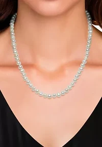 Lab Created STERLING SILVER 6MM FWP NECKLACE & STUD SET