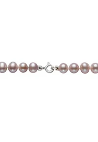 Lab Created STERLING SILVER 6MM FWP NECKLACE & STUD SET